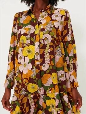 Tuckernuck Retro Floral Crepe Callahan Shirt Dress Size small